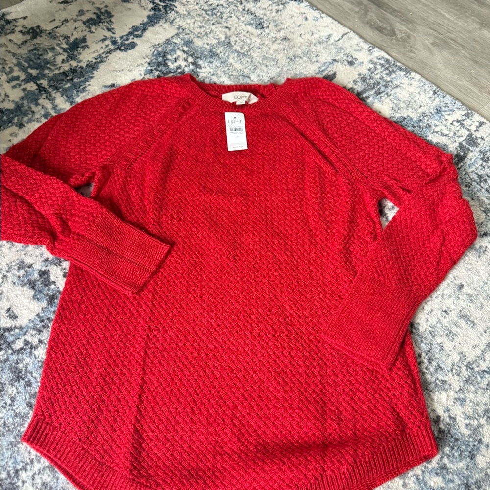 LOFT Vibrant Red Cable Knit Sweater NWT medium